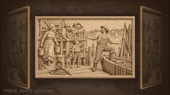Fisherman’s tale riverside gathering scene 3d STL model