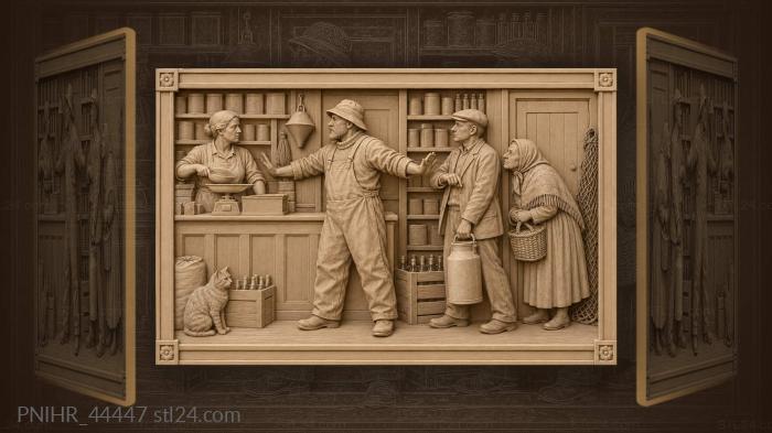 Village shop tale lively queue 3d STL model