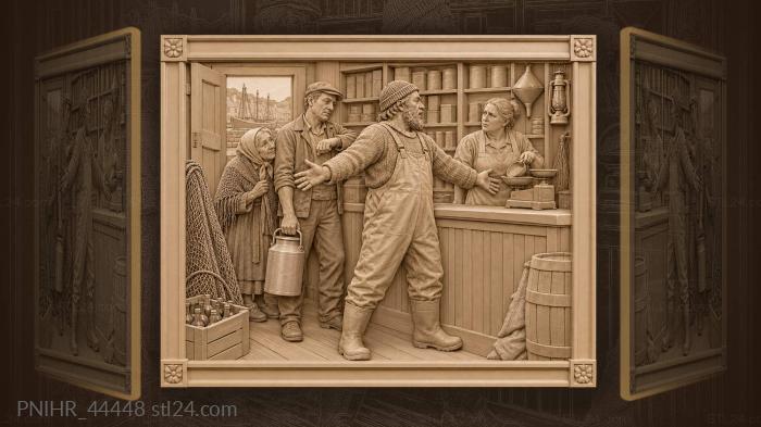 Village shop bustling storytelling fisherman 3d STL model