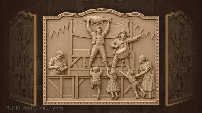 Angler boasts while children climb the trestle 3d STL model