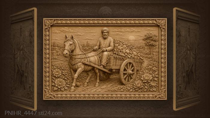 Bearded driver hauling cart full of produce 3d STL model