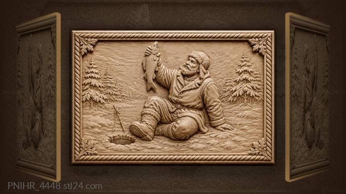 Winter fisherman with a big catch 3d STL model
