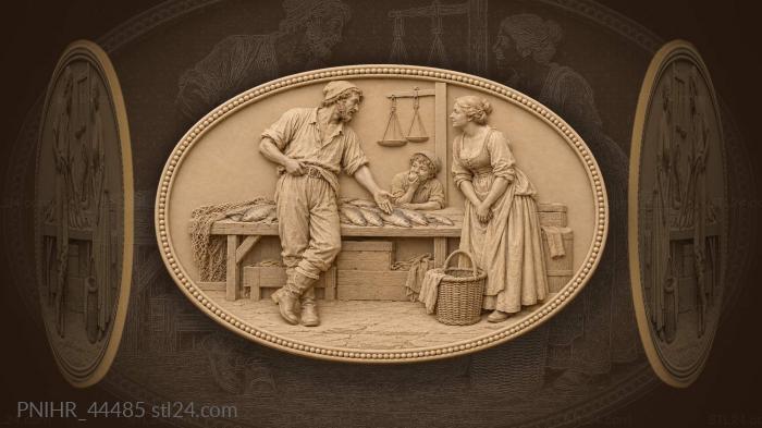 Fisherman adjusts his belt at market 3d STL model