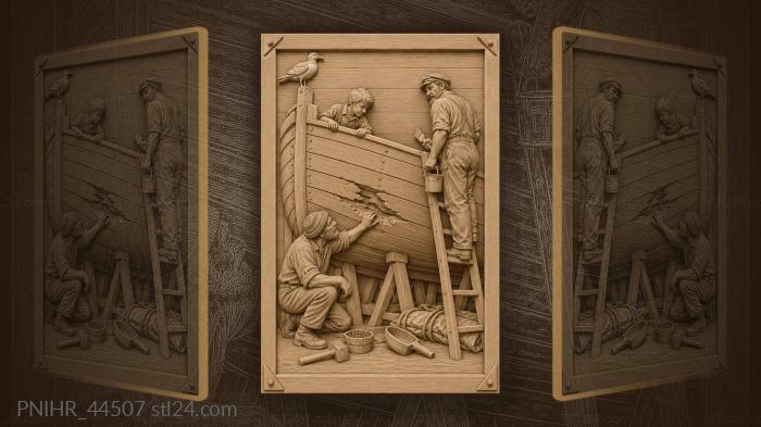 Boat repair by the shore 3d STL model