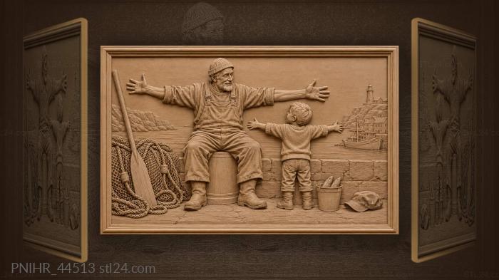 Grandson measures grandfathers outstretched arms 3d STL model