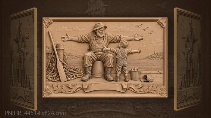 Generations sharing fishing stories 3d STL model