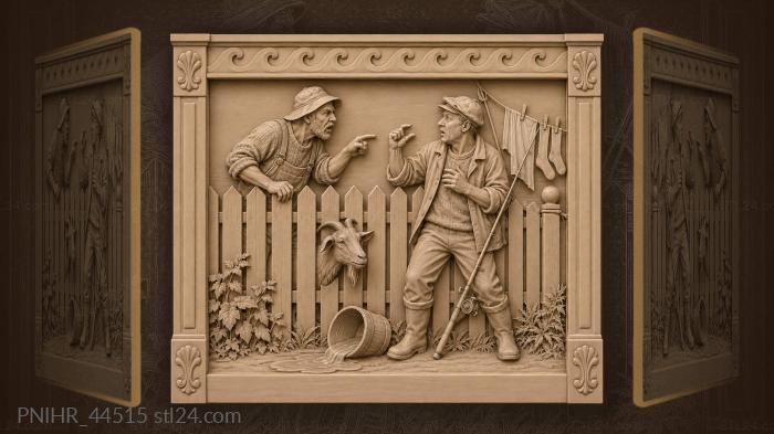 Fence fishermen argue as the rod slips 3d STL model