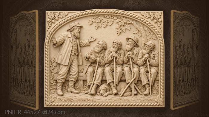 Elders pass a cap as their speaker argues 3d STL model