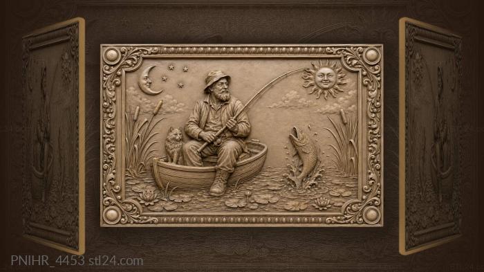 Fisherman’s boat with leaping fish 3d STL model