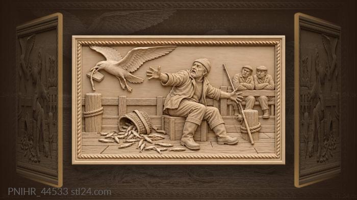 Gull snatching the bait tin away 3d STL model