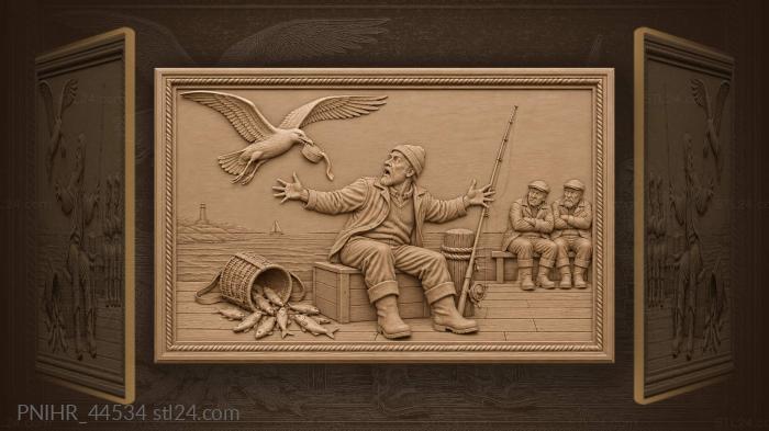 Gull steals fisherman’s bait tin 3d STL model