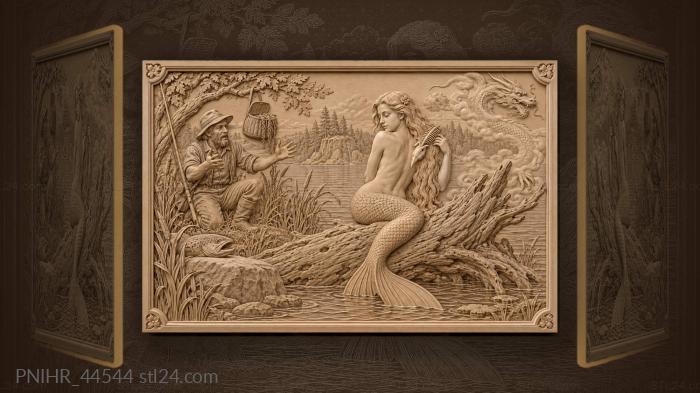 Mermaid combing hair fishermans lost catch 3d STL model