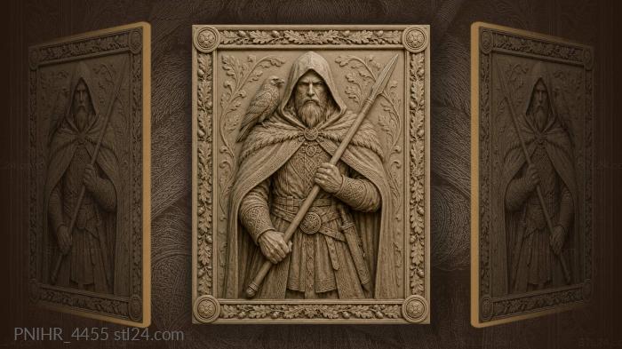 Two hooded men with ravens 3d STL model
