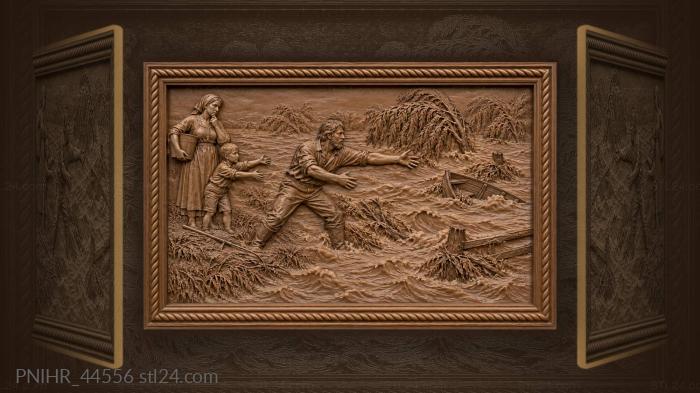Spring flood fisherman doubting wife boy 3d STL model
