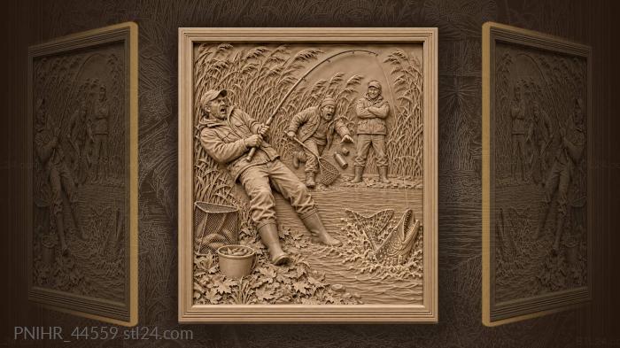 Angler battles a pike from shore 3d STL model
