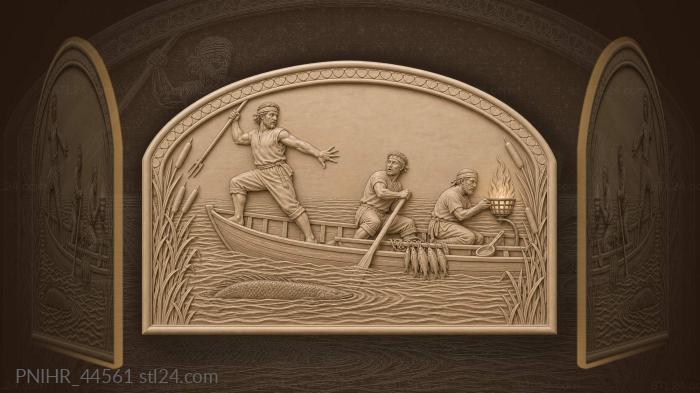 Spear raised above the boat side 3d STL model