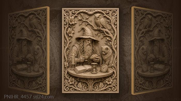 Bread and cup with a cat and owl 3d STL model