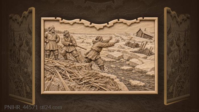 Fisherman splashes after his drifting gear 3d STL model