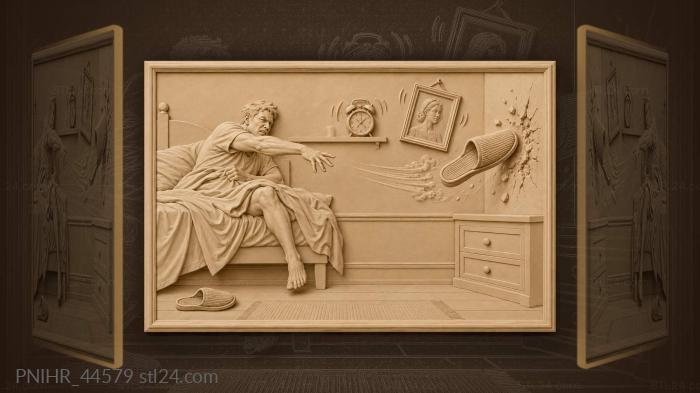 Flying slipper angry man morning chaos 3d STL model