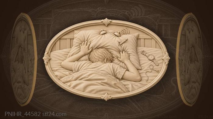 Person smothers alarm beneath pillow 3d STL model
