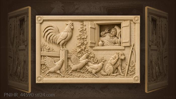Rooster’s call village awakening morning 3d STL model