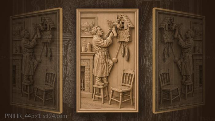 Clock repair funny morning scene 3d STL model