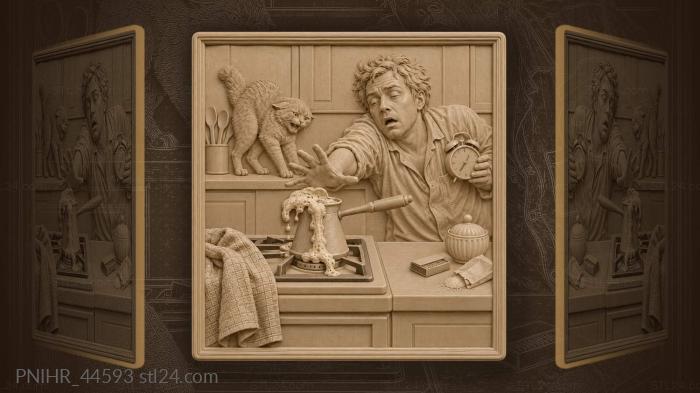Coffee brewing sleepy morning chaos 3d STL model