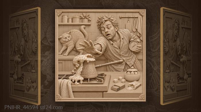 Coffee boils man misses moment 3d STL model