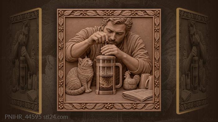 French press gently awakens the morning brew 3d STL model