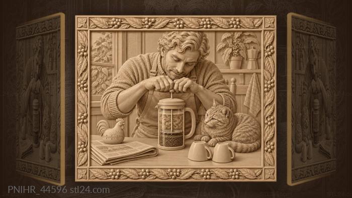 Descending plunger completes the fragrant coffee 3d STL model