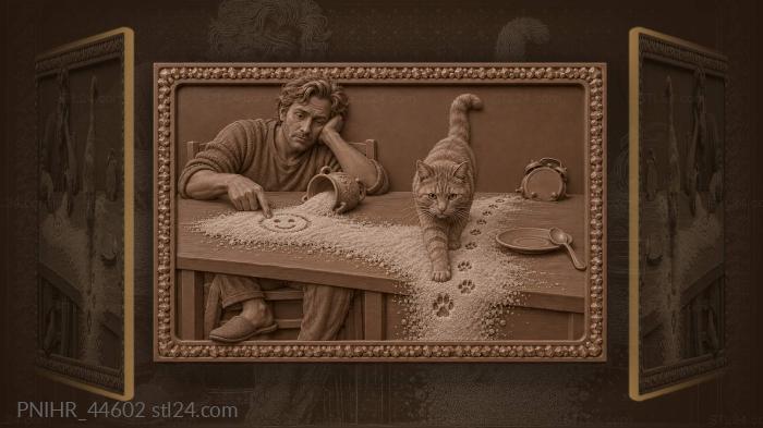 Sweet morning chaos playful cat 3d STL model