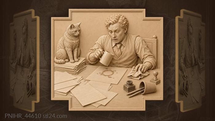 Office chaos cat and coffee 3d STL model