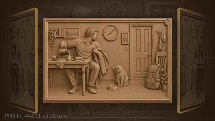 Man pours another cup before leaving 3d STL model