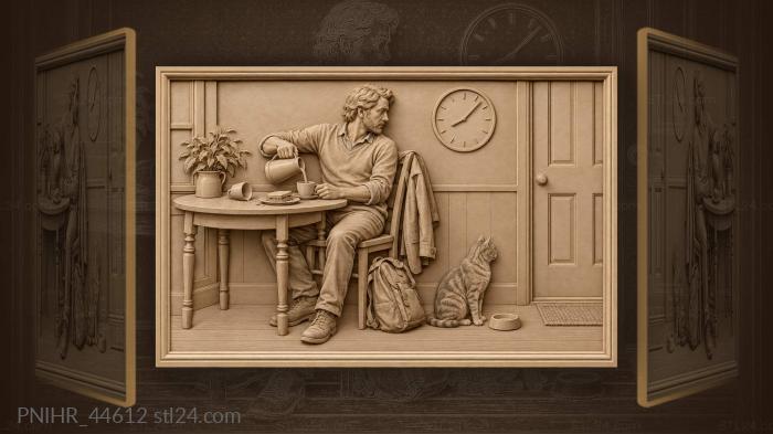Traveler chooses coffee over catching bus 3d STL model