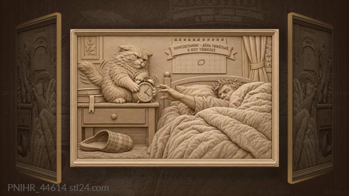 Paws silence monday alarm before man 3d STL model