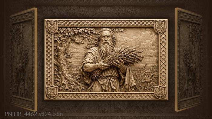 Old man holding a wheat sheaf 3d STL model