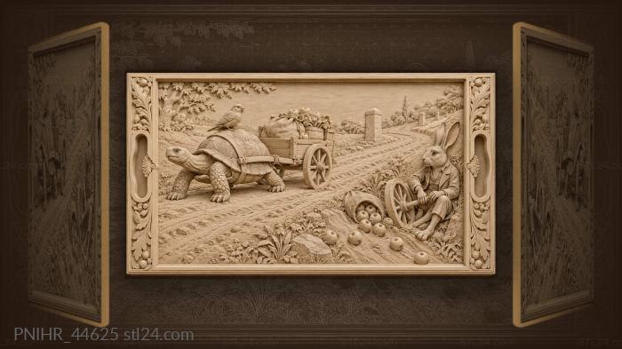 Stranded hare watches the tortoise cart pass 3d STL model