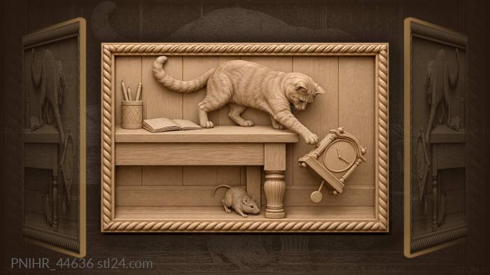 Time falls when the kitten pushes 3d STL model