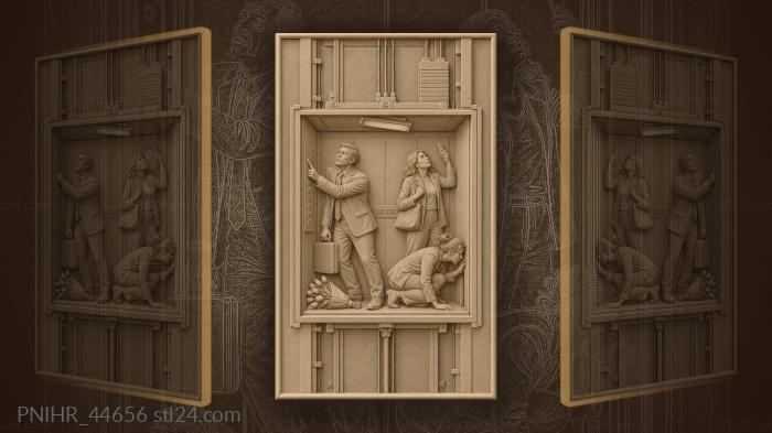 Stuck elevator quirky passenger scene 3d STL model
