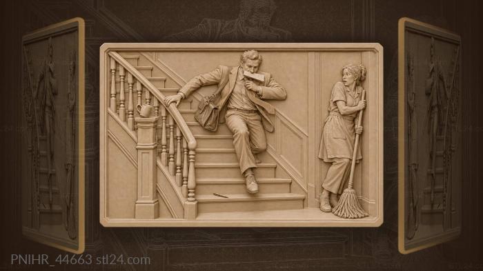 Busy man descending stairs quickly 3d STL model