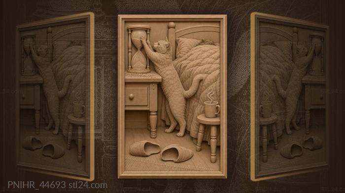 Cat stops time for his master 3d STL model