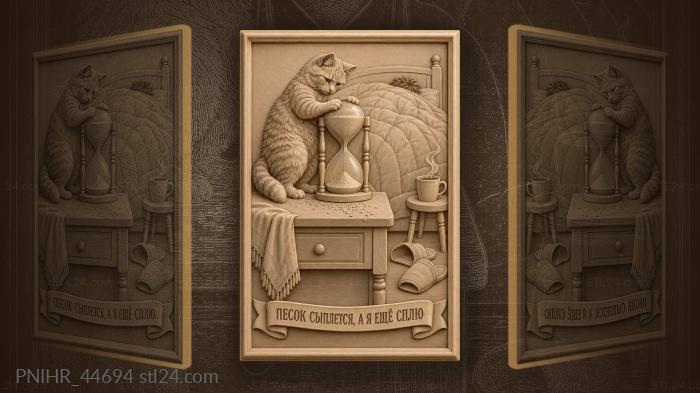 Sand falls while the cat guards 3d STL model