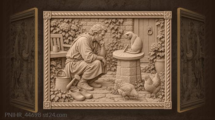 Sunny yard cat and timekeeper 3d STL model