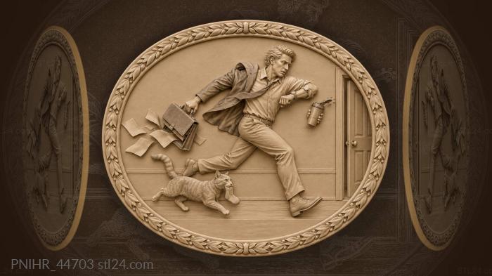 Late traveler checks watch as papers scatter 3d STL model