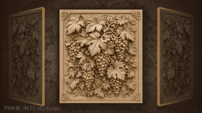 Ripe berries under broad vine leaves 3d STL model