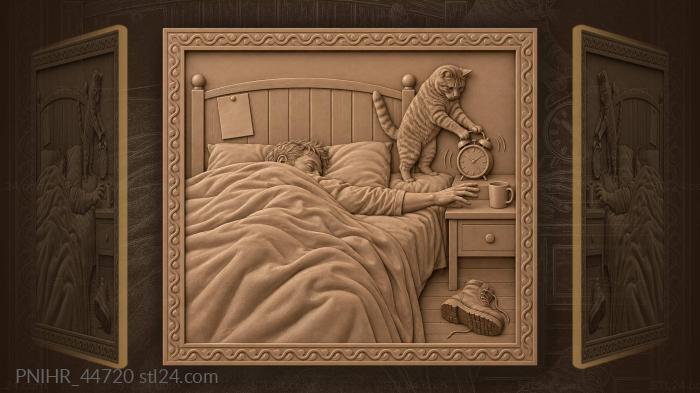 Monday morning struggle sleepy cat 3d STL model