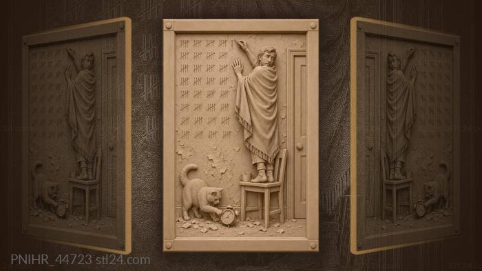 Days counted man and watchful cat 3d STL model