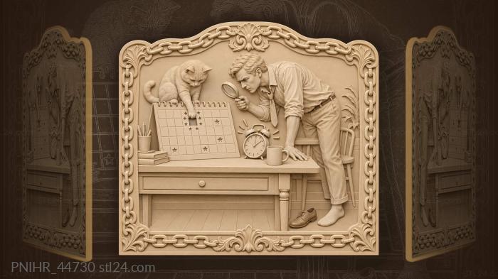 Holiday hunt with cat and clock 3d STL model
