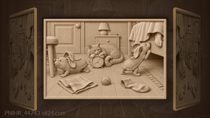 Slippers hunt cat watches feet 3d STL model