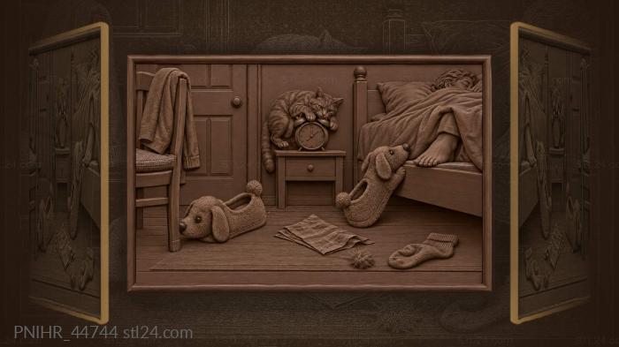 Cat silencing the alarm clock 3d STL model